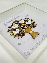 Load image into Gallery viewer, Grandchildren Family Tree Frame - Yellow &amp; Silver Glitter - Contemporary
