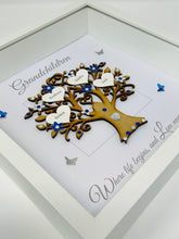 Load image into Gallery viewer, Grandchildren Family Tree Frame - Royal Blue &amp; Silver Glitter - Contemporary
