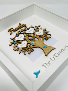Family Tree Frame Turquoise Gem Birds