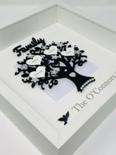 Load image into Gallery viewer, Family Tree Frame Black &amp; Silver Glitter Gem Birds
