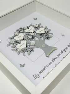 Quote 'Branches On A Tree' Family Tree Frame - Silver Metallic