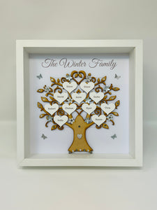 Family Tree Frame - Grey & Silver Glitter - Large Contemporary