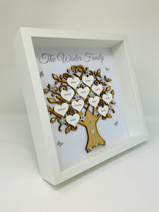 Family Tree Frame - Grey & Silver Glitter - Large Contemporary