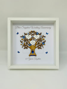 65th Blue Sapphire 65 Years Wedding Anniversary Frame - Message