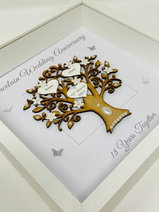 18th Porcelain 18 Years Wedding Anniversary Frame - Message