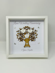 4th Linen 4 Years Wedding Anniversary  Frame - Message