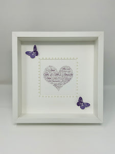 Wedding Heart Word Art Frame - Purple