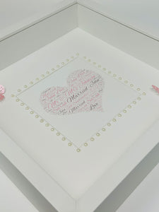 Wedding Heart Word Art Frame - Pink