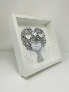 10th Tin 10 Years Wedding Anniversary Frame - Metallic Heart Tree