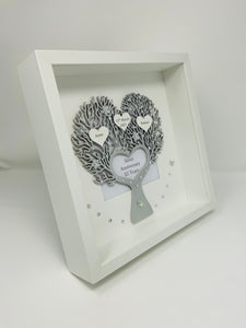 25th Silver 25 Years Wedding Anniversary Frame - Heart Tree Metallic