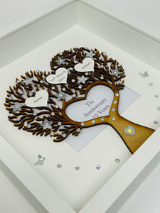 10th Tin 10 Years Wedding Anniversary Frame - Heart Tree