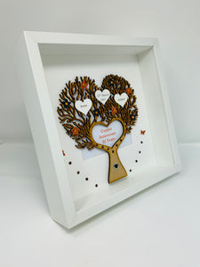 22nd Copper 22 Years Wedding Anniversary Family Tree Frame - Heart