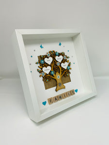 Scrabble Family Tree Frame - Turquoise
