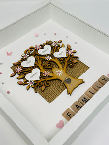 Scrabble Family Tree Frame - Pale Pink