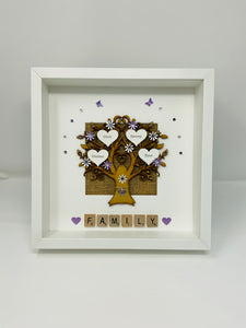Scrabble Family Tree Frame - Lilac