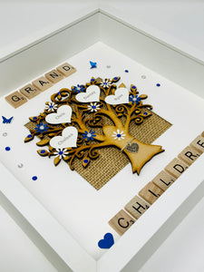 Grandchildren Scrabble Family Tree Frame - Royal Blue