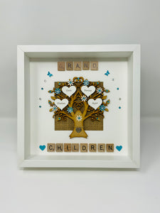 Grandchildren Scrabble Family Tree Frame - Turquoise