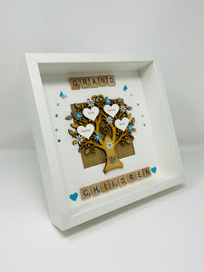 Grandchildren Scrabble Family Tree Frame - Turquoise