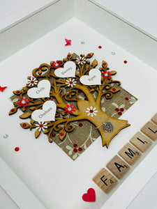 Scrabble Family Tree Frame - Red & White