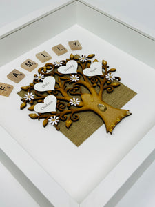 Scrabble Family Tree Frame- White Arched