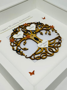 22nd Copper & Black 22 Years Wedding Anniversary Frame - Tree Of Life