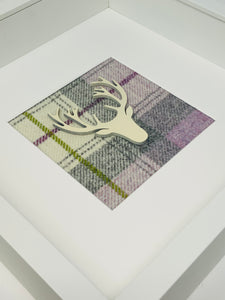 Stag Head Frame - Lilac Tartan (2)