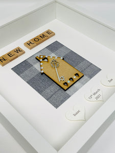 New Home Scrabble Frame - Grey Tartan Gems