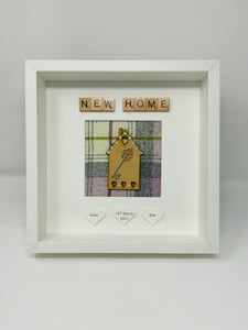 New Home Scrabble Frame - Lilac Tartan Gems