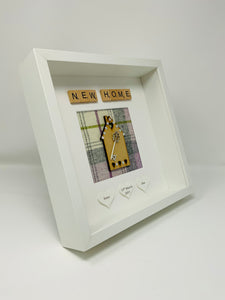 New Home Scrabble Frame - Lilac Tartan Gems