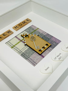 New Home Scrabble Frame - Lilac Tartan Gems