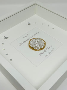 13th Lace 13 Years Wedding Anniversary Frame - Traditional