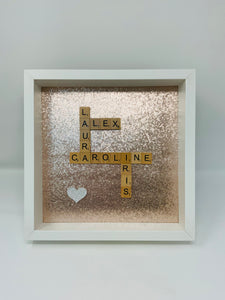Scrabble Tile Frame - Rose Gold Glitter
