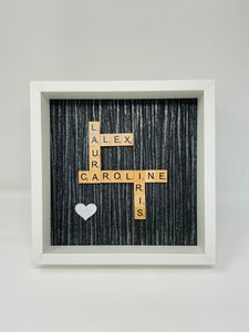Scrabble Tile Frame  - Black Shimmer