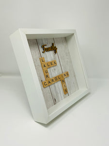 Family Scrabble Tile Frame - Wood Effect