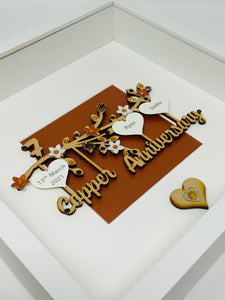 7th Copper 7 Years Wedding Anniversary Frame  - Branch