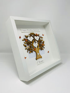 7th Copper & White 7 Years Wedding Anniversary Frame - Classic