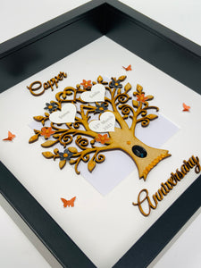 7th Copper & Black 7 Years Wedding Anniversary Frame - Wooden