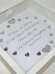 'To Love & Be Loved' Silver Love Hearts Quote Frame
