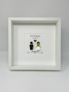 Mr & Mrs Wedding Day Minifigure Frame - Brunette Bride