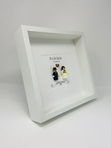 Mr & Mrs Wedding Day Minifigure Frame - Brunette Bride