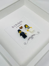 Load image into Gallery viewer, Mr &amp; Mrs Wedding Day Minifigure Frame - Brunette Bride
