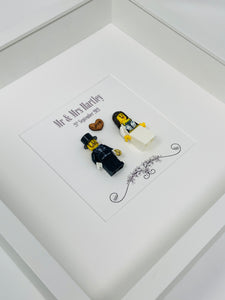 Mr & Mrs Wedding Day Minifigure Frame - Brunette Bride