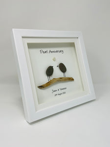 30th Pearl 30 Years Wedding Anniversary Frame - Pebble Birds