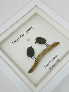 30th Pearl 30 Years Wedding Anniversary Frame - Pebble Birds