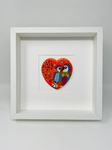 Ceramic Orange Love Heart Parrots Art Picture Frame
