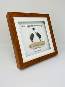 65th Blue Sapphire 65 Years Wedding Anniversary Frame - Pebble Birds