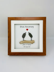 21st Brass 21 Years Wedding Anniversary Frame - Pebble Birds