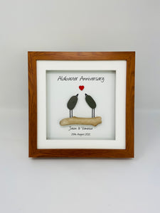 37th Alabaster 37 Years Wedding Anniversary Frame - Pebble Birds