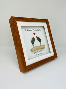 37th Alabaster 37 Years Wedding Anniversary Frame - Pebble Birds