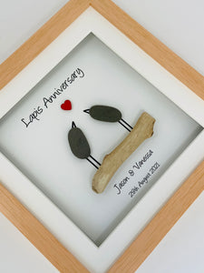 32nd Lapis 32 Years Wedding Anniversary Frame - Pebble Birds